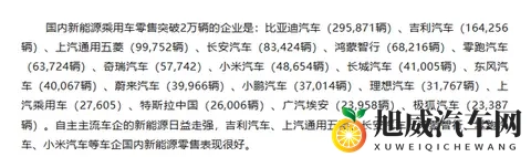 国内有17家车企新能源月销突破2万辆 鸿蒙和小米在列-1