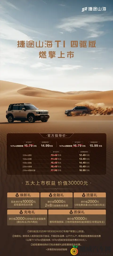 捷途山海T1四驱版上市：15T+三电机，超级置换抢购价1499万元起-2