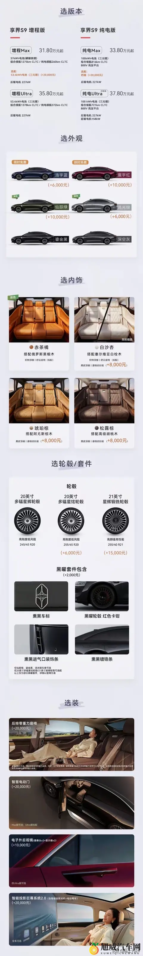 鸿蒙智行享界S9选配：限时免费颜色，后排零重力座椅+4激光雷达-3