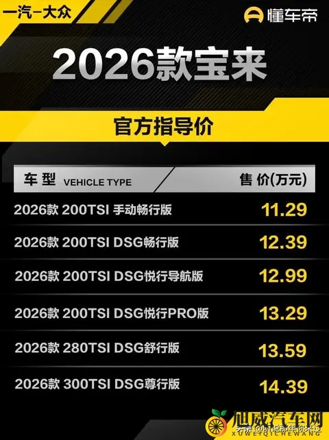 2026款大众宝来上市,价格不变1129万起,配置缩水严重-3