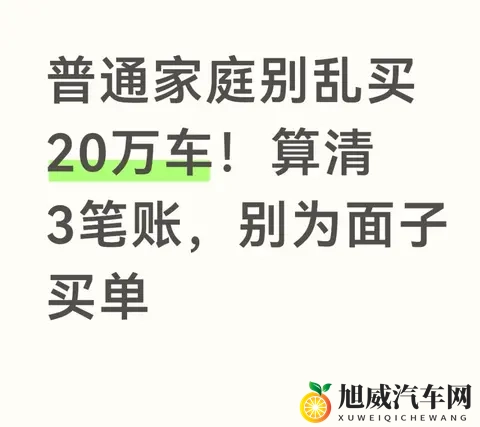 普通家庭别乱买20万车！算清3笔账，别为面子买单-1