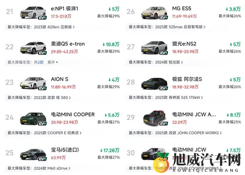 11月纯电车大降价！超10款车型降价40%以上，合资、豪华集体跳水-3