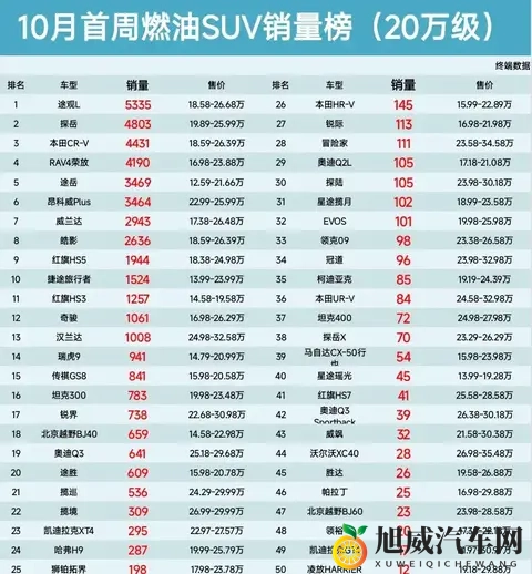 10月燃油SUV销量出炉：途观L一骑绝尘，谁在悄悄掉队？-2